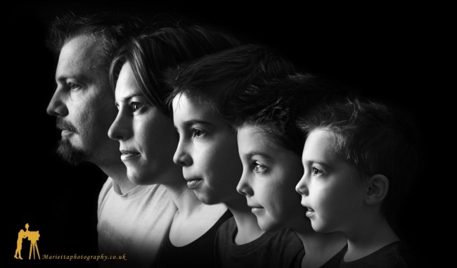 A family of five studio session